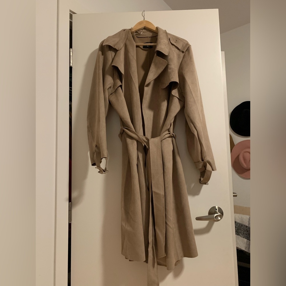 Tahari Faux Suede Trench Coat size 2Xl BNWT